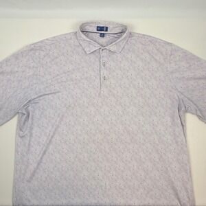 Stitch Golf Mens XXL Polo Shirt Light Purple White Floral Geometric Print Peru